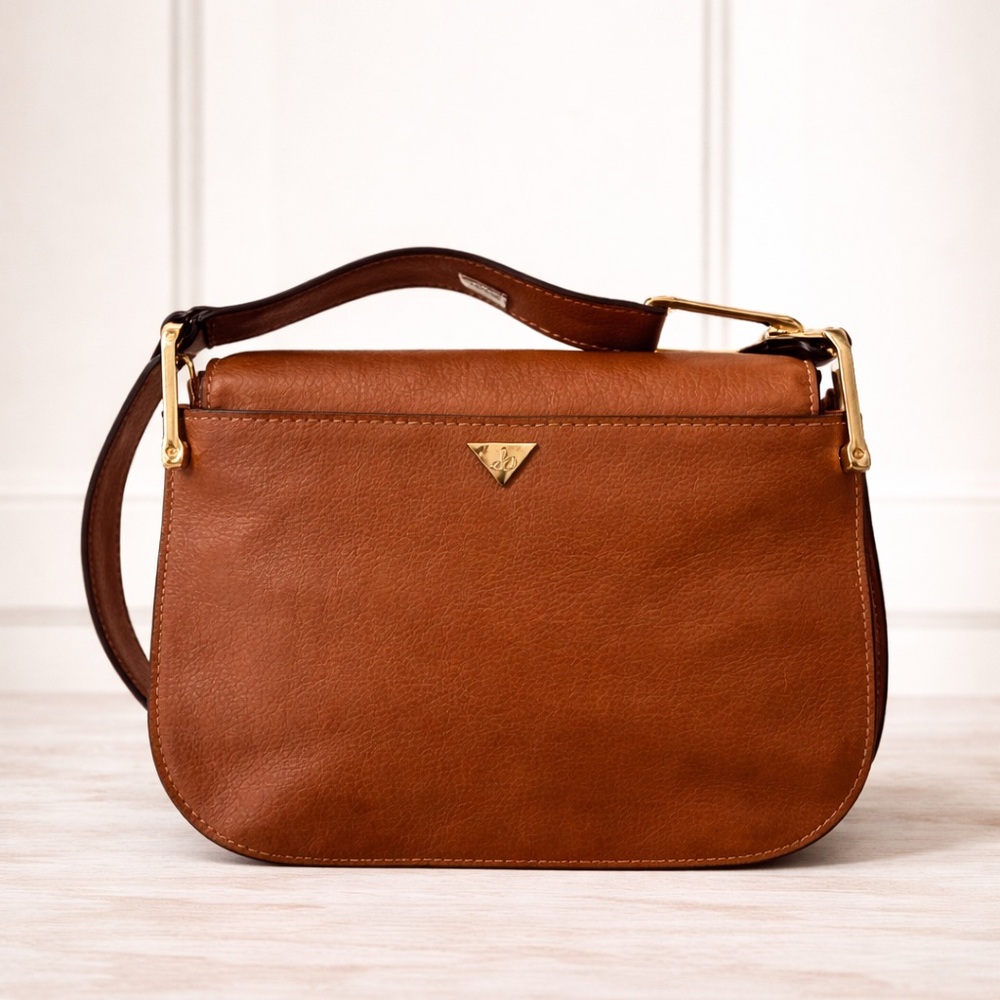 Sam Edelman Genuine Leather Patchwork Boho Crossbody Purse Brown Gold Hardware - Picture 5 of 15